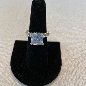 Solitaire Silver Plated Rhinestone Ring